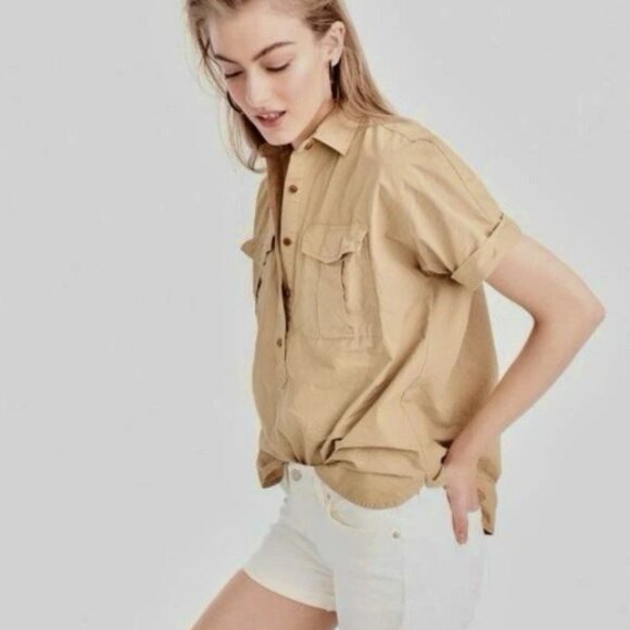 J.Crew Cotton Khaki Cargo Style Pullover Size 00 - Picture 2 of 9